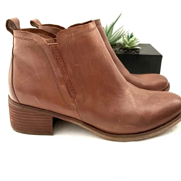 WOMENS KORKS KORK-EASE LEATHER ANKLE BOOTS COGNAC BROWN  SZ 9.5 - Picture 3 of 14